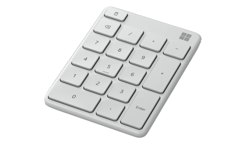 The Microsoft Number Pad in Glacier in a side view