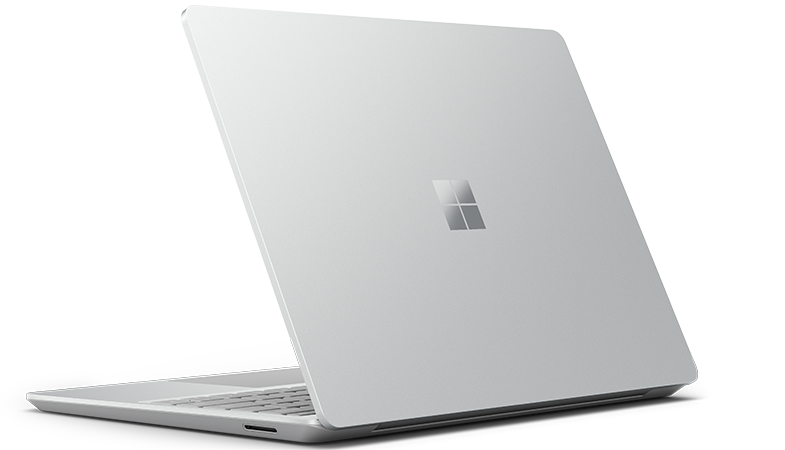 Rear view on the Surface Laptop Go in platinum