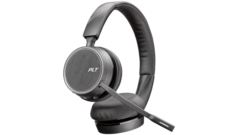 The Voyager 4220 UC headset from a lateral perspective 
