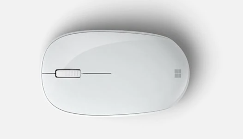 Une vue de dessus de la souris Microsoft Bluetooth Mouse en glacier