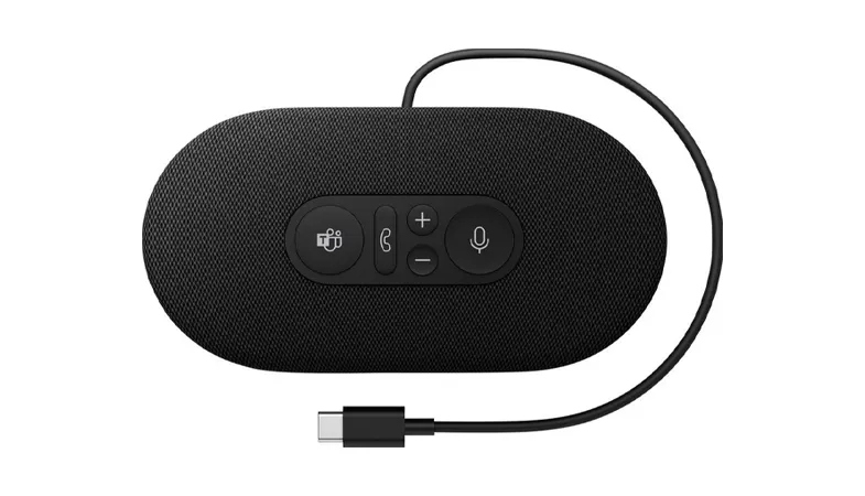 Total view of the Microsoft Modern USB-C speaker in black