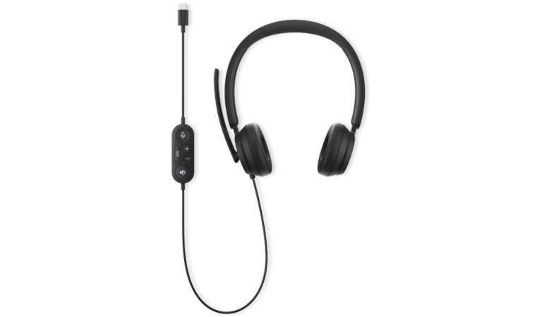 Total view of the Microsoft Modern USB Headset in black