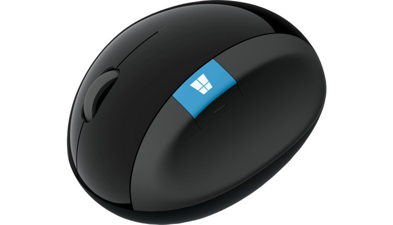 Die Sculpt Ergonomic Mouse aus seitlicher Perspektive  