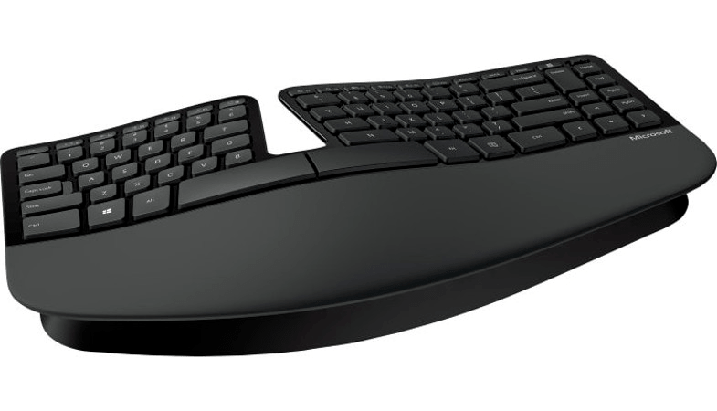 The Sculpt Ergonomic Desktop Keyboard in a lateral top view 
