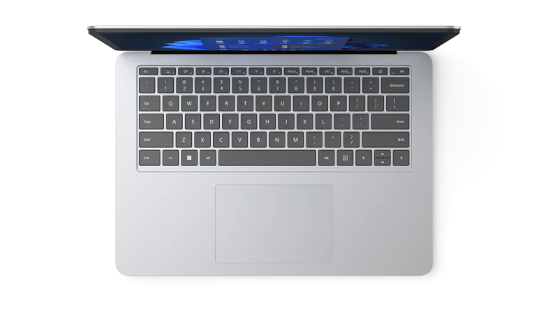 Das Surface Laptop Studio im Laptop-Modus in der Draufsicht