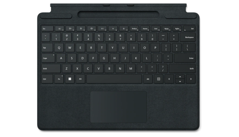 Eine Gesamtansicht des Surface Pro Signature Keyboard in Schwarz
