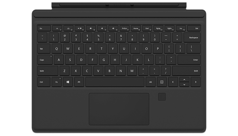 Das Surface Pro Type Cover mit Fingerabdruck-ID in der Gesamtansicht