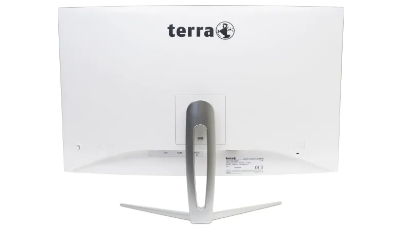 Eine Rückansicht des weiß/silbernen Terra LED 3280W, die die Anschlussmöglichkeiten zeigt