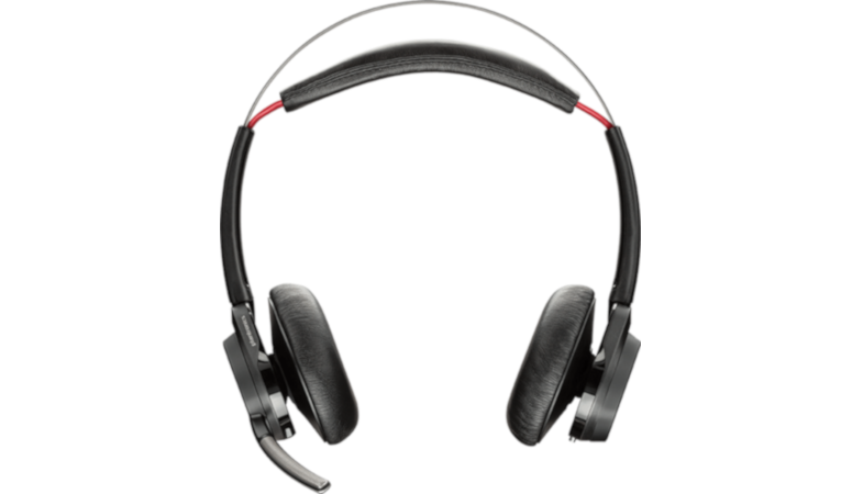 The Voyager Focus UC Standard headset in black in a general view