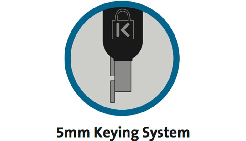 Eine Grafik zeigt das 5mm Keying System des Kensington Cable Locks 