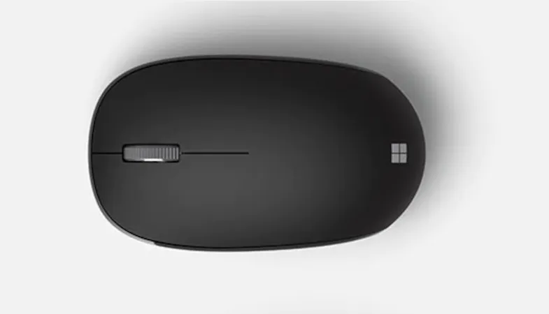 A top view of the Microsoft Bluetooth Mouse in matte black