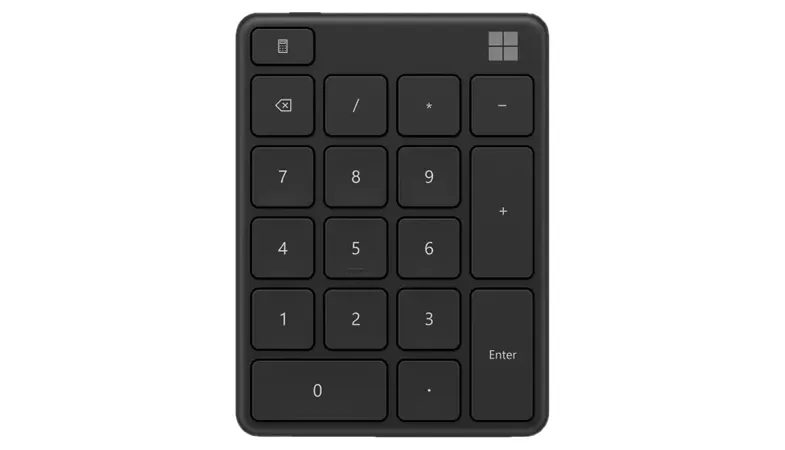 The Microsoft Number Pad from above in Matte Black
