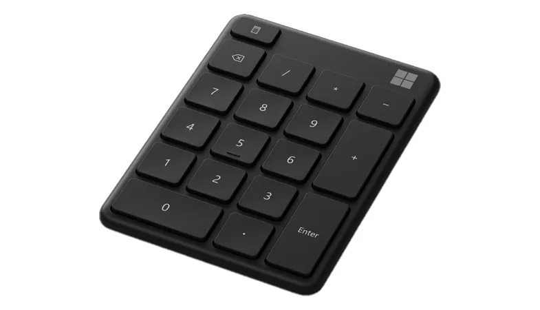 The Microsoft Number Pad in Matte Black in a side view