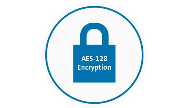 The dual wireless function offers even more flexibility in use 128-bit AES encryption logo for the Multi-Device Dual Wireless Compact Keyboard