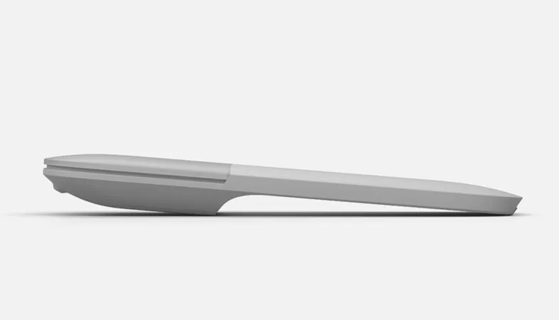 Die Surface Arc Mouse flach auseinandergeklappt für Reisen Die Surface Arc Mouse ist flach auseinandergeklappt
