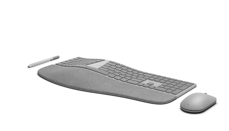 The  Surface Ergonomic Keyboard in combination with Surface Pen and Surface Mouse