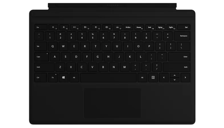 Das Signature Type Cover für das Surface Pro in Schwarz in der Gesamtansicht