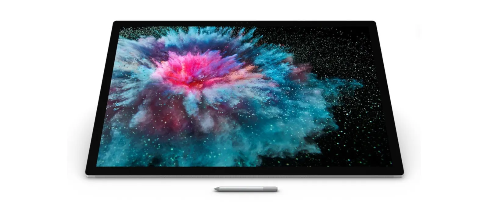 The powerful Surface Studio 2+ A front view of the Surface Studio 2+ with a tilted display and a Surface Pen in the front