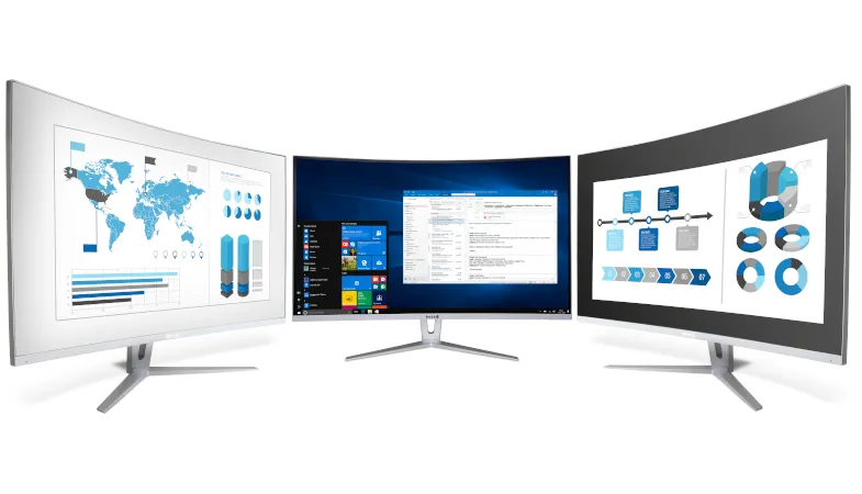 Terra LED 3280W brilliant color rendering  Three Terra LED 3280W side by side with open desktop applications on display