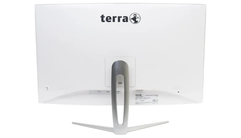 Eine Rückansicht des weiß/silbernen Terra LED 3280W, die die Anschlussmöglichkeiten zeigt 