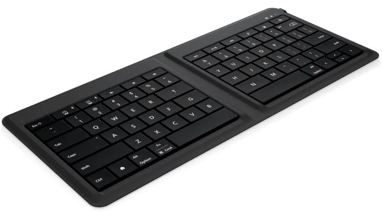 Microsoft Universal Foldable Keyboard aufgeklappt  Das Microsoft Universal Foldable Keyboard aufgeklappt in der Gesamtansicht