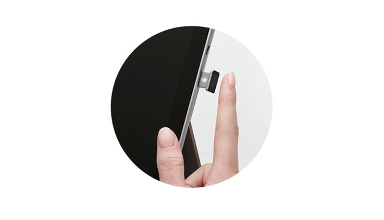 The Kensington VeriMark™ IT Fingerprint Key works with a  Match-in Sensor