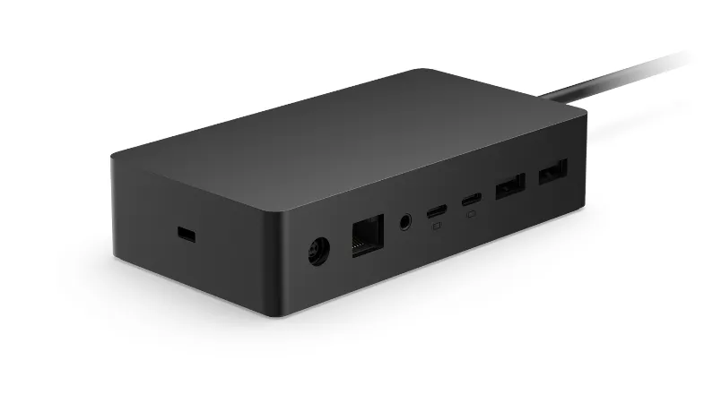Surface Dock 2 Rückansicht Das Surface Dock 2 in der Rückansicht mit den verschiedenen Anschlüssen