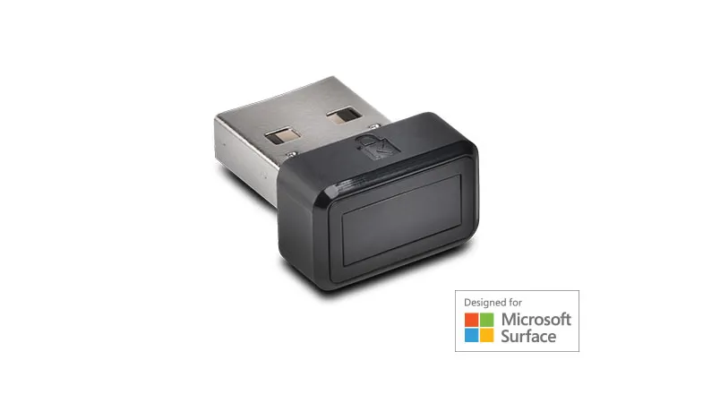 Kensington VeriMark Fingerprint Key “Designed for Surface” logo  The Kensington VeriMark Fingerprint Key is exclusively "Designed for Microsoft Surface"